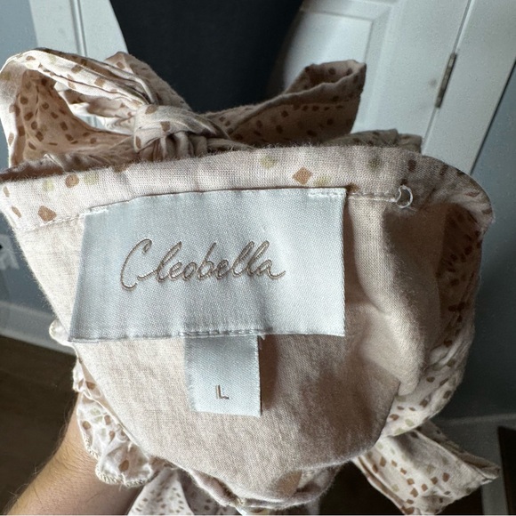 Cleobella Zane Tiered Ruffle Midi Dress Women's Size Large Tie Shoulders - Picture 8 of 10